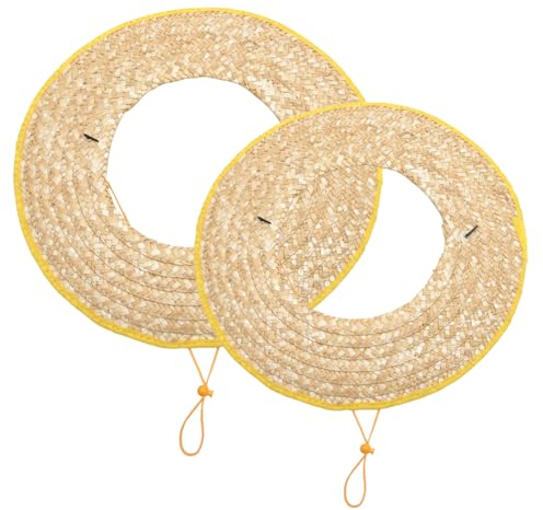 BESTonZON BAU Helm Herren Sonnenschutz aus Weizenstroh 2 Stück Atmungsaktiv mit Breiter Krempe für Bauhelm und Helmvisier bei Outdoor Aktivitäten