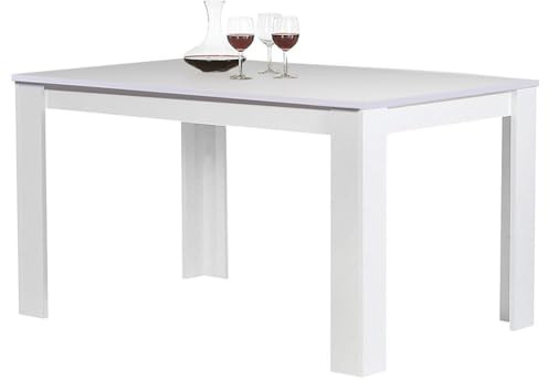 BAKAJI Tavolo Sala da Pranzo Cucina Forma Rettangolare Design Moderno in Legno MDF Finitura in Melammina Dimensione 120 x 80 x 74 cm Arredamento Casa (Bianco)