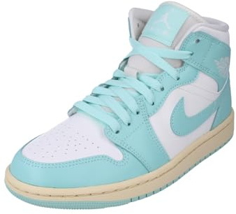 Nike Donne Air Jordan 1 Mid Trainers BQ6472 Sneakers Scarpe (UK 4 US 6.5 EU 37.5, Sail Light Dew Muslin 132)