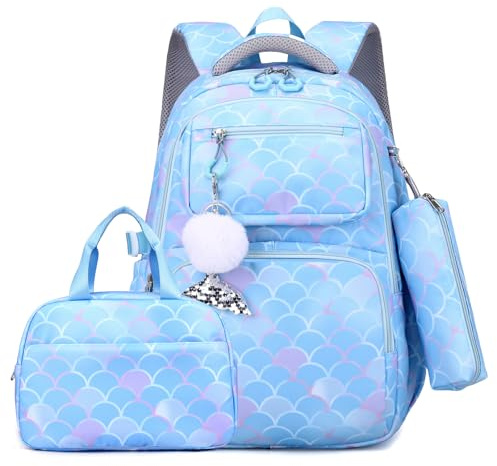 Set di Zaini Scuola per Bambine, Zaino Primaria Bambini Ragazza Zainetto Cartelle Bambina Borse Scuola con Borsa Termica Borse Portapenne (Set di 3)