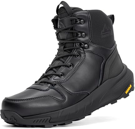 NORTIV 8 Men's Military Tactical Boot Lightweight Comfortable Boots for Work All Day Side Zipper Motorcycle Combat Hiking Boots Metrostrike(8-9 Inches),Size 10.5,Black Leather