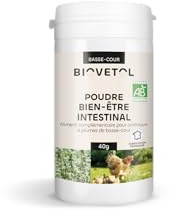 Biovetol - Poudre Bien-être intestinal Basse-Cour Bio - Mélange de Plantes - Boost l'Alimentation - Complément Alimentaire Poule Spécial Transit - 40 g