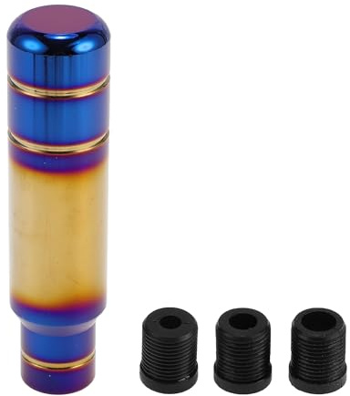 INFINAUTO Car Shift Knob, 13cm Universal for Automatic and Manual Vehicle Gear Shifter Knob with 3 Adapter Aluminum Alloy Burnt Blue Gold Tone, 1 Set
