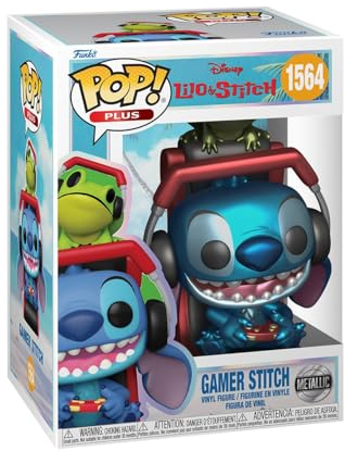 Funko Pop Plus: Lilo und Stitch - Gamer Stitch - Metallic - Sammelfigur aus Vinyl - Geschenkidee - Offizielles Merchandise - Spielzeug für Kinder & Erwachsene - Cartoon-/Animations-Fans