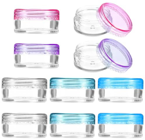AOZUO 10 Stück 5g Transparente Leer Döschen, Lippenbalsam Döschen Lippenbalsam Behälter Kosmetikdosen mini Tiegel Probenbehälter mit Deckel kleine Behälter in Reisegröße Mini Aufbewahrungsbehälter