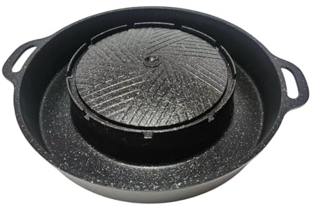 MagiDeal 2 in 1 Koreanischer BBQ-Grill, Barbecue-Bratpfanne, Barbecue-Fleischtablett, Hot Pot, BBQ-Öfen für unterwegs, Zuhause, Familie, drinnen, S