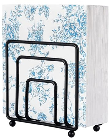 Portatovaglioli da Tavola, Supporto per Tovaglioli, Porta Tovaglioli da Tavolo in Ferro Porta Tovaglioli Cucina, Portatovaglioli da Tavola Nero Quadrato a 3 ante, per Tavolo, Cucina