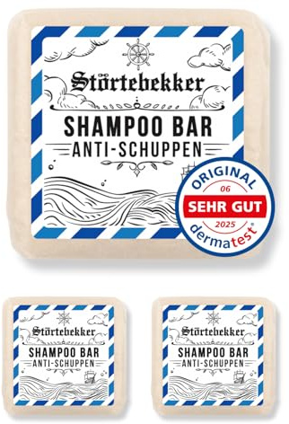 NEU: Störtebekker® Premium Festes Anti Schuppen Shampoo (3x) - Festes Shampoo Herren & Damen - 3in1 Duschseife Männer für Haare & Kopfhaut - vegan, handgefertigt (3x100g)