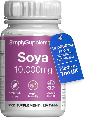 SOYA 10,000mg | Supports Hormonal Balance with Vitamin B6 | Potent Daily Formula | Vegan and Vegetarian Friendly | 120 Tablets = 2 Months' Supply | Manufactured in The UK