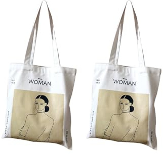 anaan Woman Baumwolltasche mit Innentasche Stofftasche Damen für Einkauf | Feminismus Tasche mit langen Henkeln. Jutebeutel bedruckt mit Frauen Motiv