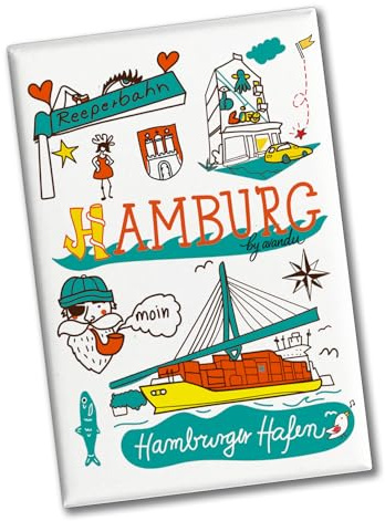 Hamburg Wimmelbild Souvenir Magnet - Reeperbahn Ideal für Reisende - Lustiger Souvenir Magnet