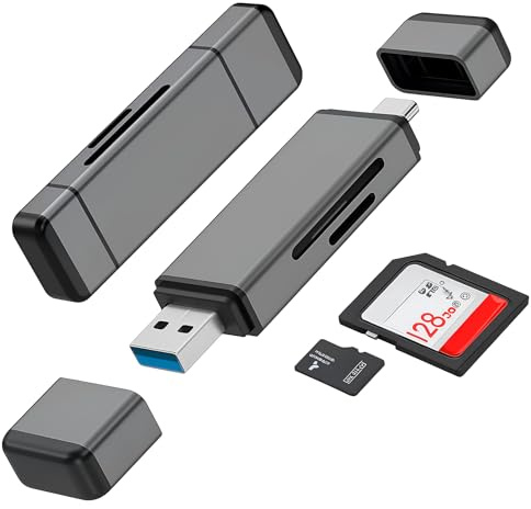 SD Card Reader, USB C & USB 3.0 Memory Card Reader Adapter Supports SD/Micro SD/SDHC/SDXC/MMC, Compact Plug & Play Card Reader for Smartphones, Tablets, Laptops and Cameras