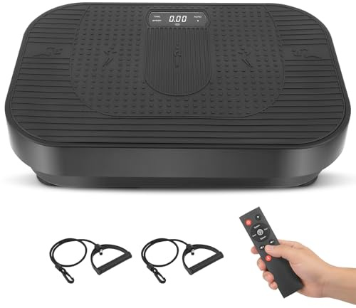 Vibration Plate, Vibrating Plate Exercise Machine, 200kg Vibration Fitness Trainers with LED Screen and Wireless Remote Control for Home Workout, Weight Loss（black）