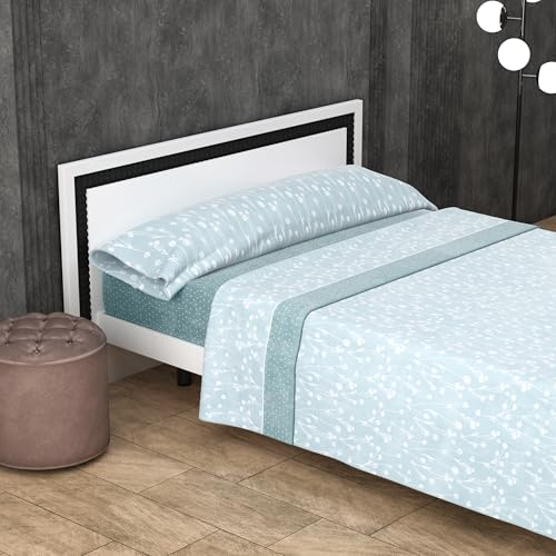 Kimbatex Textil Hogar Tienda Juego de Sábanas 3 Piezas Coralina 180gr Invierno | Cama 90, 105, 135, 150 y 180 cm | 6 Diseños + Infantiles Unicornios y Dinosaurios (Silvia Aqua, Cama 105cm)