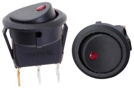 LOLIPPYY Interruttore a Levetta a Barca con Luce LED Rossa 12v 20a per Auto e Moto, Facile da Installare, Resistente al Calore, Materiale Metallo e Plastica