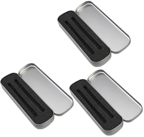 GARVALON 3 Stück Teiliges Metall Stifteetui mit Schwamm Einlage Langlebige Bleistiftbox Multifunktionaler Stifte Organizer für Schüler und Schreibtisch Rostfrei Robust für Schule und Büro