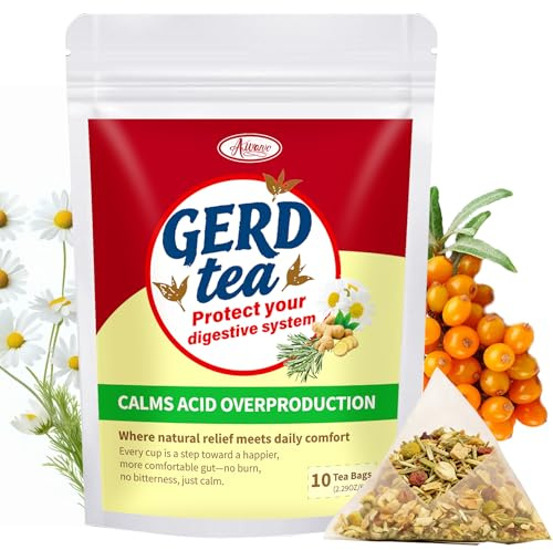 Auranic Natural GERD Relief Herbal Tea for Acid Reflux Raft Gourmet & Heartburn Aid, Men and Women Indigestion Support, Stomach Ease Digestive Bloating Tea for Gut Health with Chamomile & Rosemary