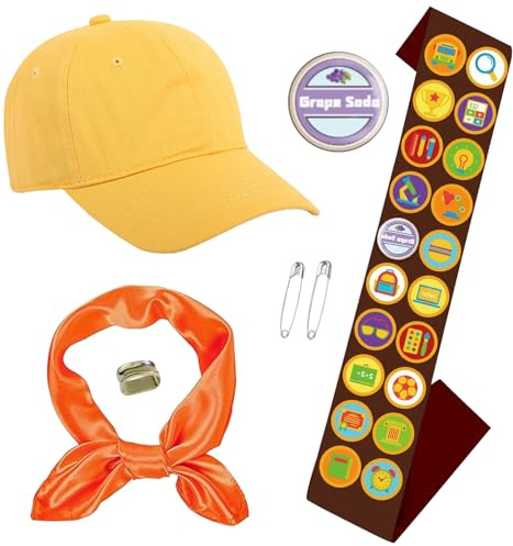 HTTDSLF Costume da Scout, 7 PC Accessori per costume da scout, Set di esplorazione per Bambini, on Cintura con Distintivo, Cappello, Sciarpa, Graffette, Nodo per Sciarpa, per Cospaly, Feste