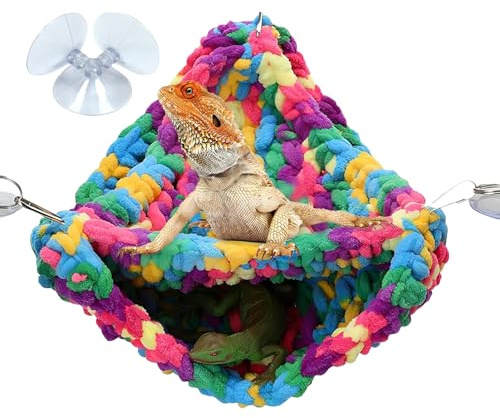 Terrarium Swing Bed - 30x32x32cm Gecko Tank Tillbehör, Reptil Tank, Bearded Dragon Tillbehör - Terrarium Säng Swing Bed, Dubbellager Design Reptil Hängmatta Med Krokar Sugkoppar