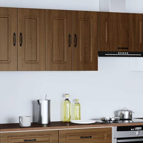 ATOMSTACK MAKER Küchen-Hängeschrank Kalmar, 60 x 31 x 60 cm, Braun Eichen-Optik, Holzwerkstoff, 60 kg Tragkraft, mit Glasfront – praktisch, pflegeleicht & modern für Küche, Wohnzimmer & Flur
