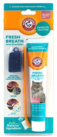 Arm & Hammer Cat Dental Kit - Toothbrush, Toothpaste and Oral Care for Kittens with Tuna and Fresh Mint Flavors