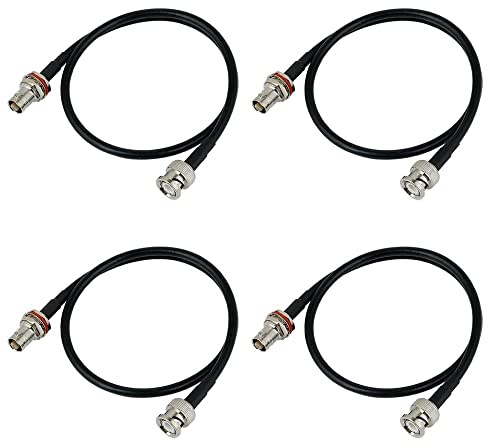 Rhinos Antenna Extension Cable with BNC and Bulkhead Connector for Wireless Microphone Combination System, Lenght 20‘’ (4 Pack)