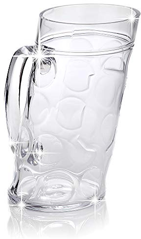 Mundgeblasenes Bierglas XL - Schiefer Masskrug - Beschwipste Mass, Neutral - Bayerischer Masskrug beschwipst - Maß aus Kristallglas - Neutral mit Gravurfeld