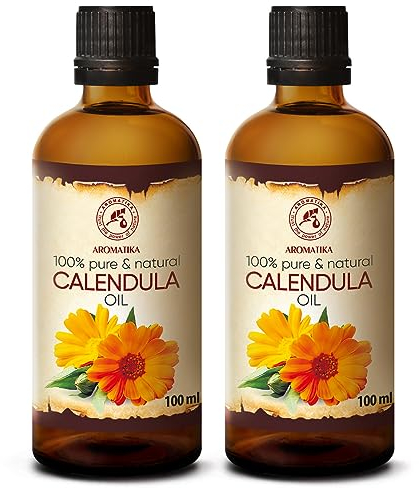 Calendula Öl 2x100ml - Calendula Officinalis - Rein & Natürlich - Ringelblumen Öl 200ml für Gesicht - Haare - Haut - Nägel - Hände - für Schönheit - Massage - Kosmetik - Körperpflege