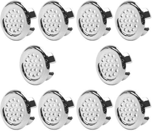 MroMax 10 piezas de cubierta de desbordamiento de lavabo de plástico para fregadero de cocina, tapa de fregadero de cocina, forma de malla redonda, inserto en la cubierta del agujero, reemplazo para