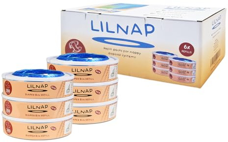 LILNAP - 6 Nachfüllkassetten kompatibel mit Angelcare Windeleimer & Litter Locker II (RUNDE KASSETTEN) - Neues Design