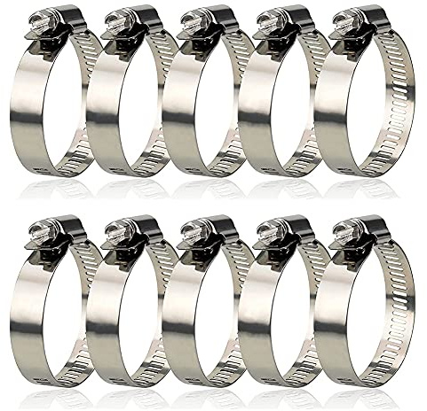Maotrade 10 Pièces 304 Collier de Serrage Inox,Collier de Serrage Métallique Diamètre Réglable de 27 à 51 mm,Collier de Serrage Pour Piscine Pour la Fixation des Tuyaux