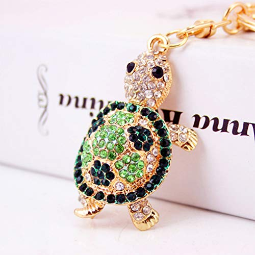 Grtdrm Niedliche Schildkrötenform Kristall Strass funkelnd Schlüsselanhänger Taschenanhänger Handtasche Charm für Frauen Mädchen (Grün)