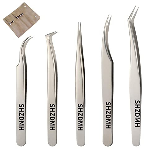 Pince à épiler pour extensions de cils, outil d'application de cils, pince à épiler courbée et droite pour extensions de cils…