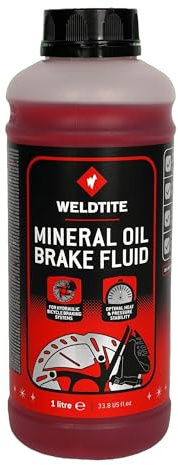 WELDTITE CYCLO Mineralöl-Bremsflüssigkeit – für Fahrrad hydraulische Scheibenbremsenwartung – 1 l