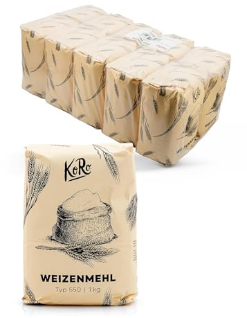 KoRo - Weizenmehl Typ 550 10 x 1 kg - feines Mehl zum Backen, Kochen und mehr - Protein- und Ballaststoffquelle - universell einsetzbar