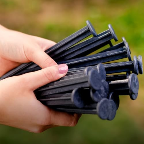 UNIGARDIA Bodenanker für Kunststoff-Rasenkanten, Schwarz, 50 Stück | Höhe 18 cm, Erdanker aus recyceltem Kunststoff, stabile Heringe und Erdnägel, extra starke Erdspieße
