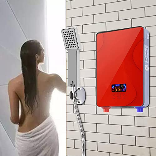 6500W Calentador de agua eléctrico con boquilla de ducha, calentador de agua eléctrico instantáneo pantalla LCD sistema de apagado automático y agua caliente para baños en casa 220 V