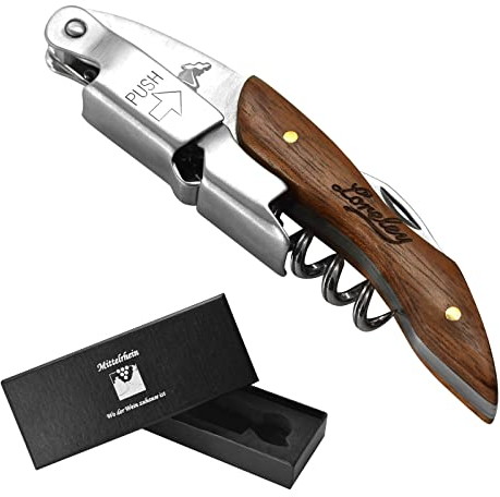 Cuchillo de camarero Loreley para quitar el corcho de vino, sacacorchos, abrebotellas, cortador de láminas, 3 en 1, acero inoxidable, para sommeliers en gastronomía para camareros y barman