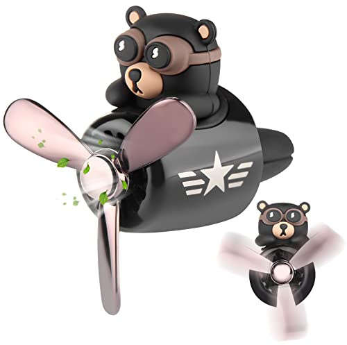 Cartoon Schwarzbär Pilot Auto Lufterfrischer,Automotive Air Outlet Lüfterfrischer Duft Fan,Auto Duft Diffusor Luftentlüftung Parfüm Aromatherapie Weihnachten Ostern for cars(mit 2 Räucherstäbchen)