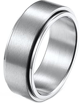 Mesnt Ring Männer Edelstahl, Matte Bands Angst Ring Silber Größe 54 (17.2)