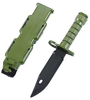 Lancer Tactical M9 Rubber Rubber Knife Training with Sheath for Airsoft Guns, Martial Arts Guard Fight; included Leg Holster Holder Handle Grip (OLIVE DRAB)