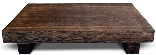 Lyfe Simple Wood Riser Rustic - Rectangular Pedestal Stand - Brown, 9 x 6 x 1.5 Inch