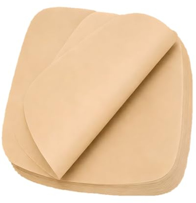 100 Piezas Papel Freidora Aire, 24cm, Antiadherentes, Impermeables, A Prueba de Aceite, Papel para Freidora de Aire Freidora de Aire, Horno Microondas, Horno, Cuadrado (No Poroso Marrón)