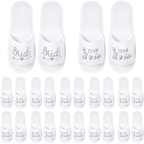 12 Pairs Bridesmaid Gifts Team Bride Slippers Disposable Open Toe Spa Slippers for Wedding Bridal Shower Hen Party(Silver, Silver)