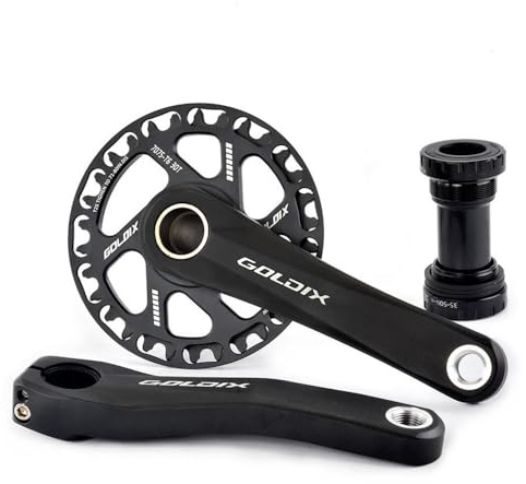 LSRRYD Fahrrad Kurbelgarnitur 28T 30T 32T 34T 36T Kettenblatt 110 127 140 150 155 160mm Hohl Integrierte Faltrad Kurbelarm 68mm/73mmBB