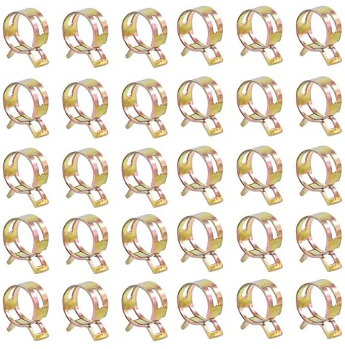 Leliafleury 30 Pcs Spring Hose Clamps 15mm Spring Band Clamps Pipe Clips Colorful Zinc Plated Hose Clips for Water Pipe Air Tube Fastener