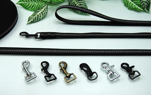 Leine gummiert + reflektierend 20mm x 15m grau Trainingsleine Schleppleine Fährtenleine (Karabiner: Scherenhaken (Schwarz), ohne Schlaufe)