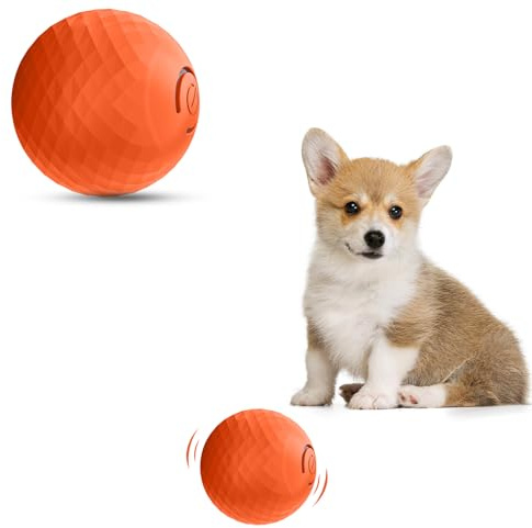 Osinaga Haustier interaktives Spielzeug, langlebige automatische Rolling Ball, IQ Training Ball für Welpen/kleine Hunde/mittlere Hunde Anti-Bite Toy Ball, USB aufladbar (Rot)