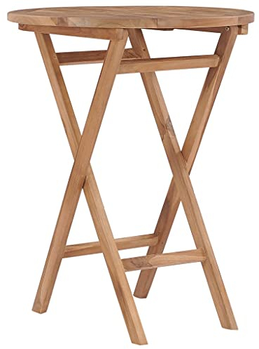 KTHLBRH Gartenmöbel Tisch Balkontisch Outdoor Tisch Terrassentisch Klappbarer Gartentisch 60 cm Teak Massivholz für Rasenflächen, Gärten, Terrassen