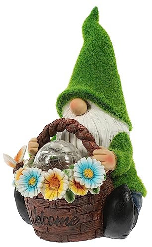 POPETPOP Lampe de GNOME Solaire en Résine Verte pour Jardin de Noël